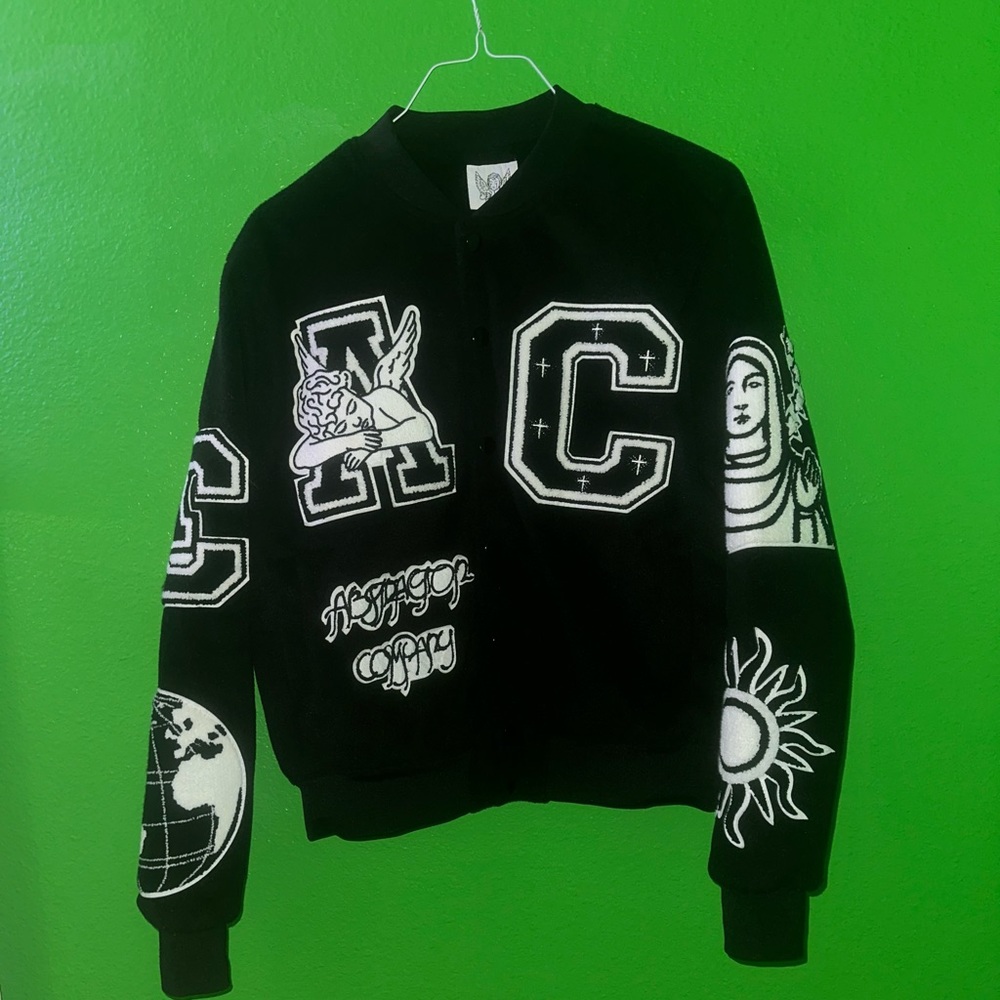 Luxury black varsity jacket